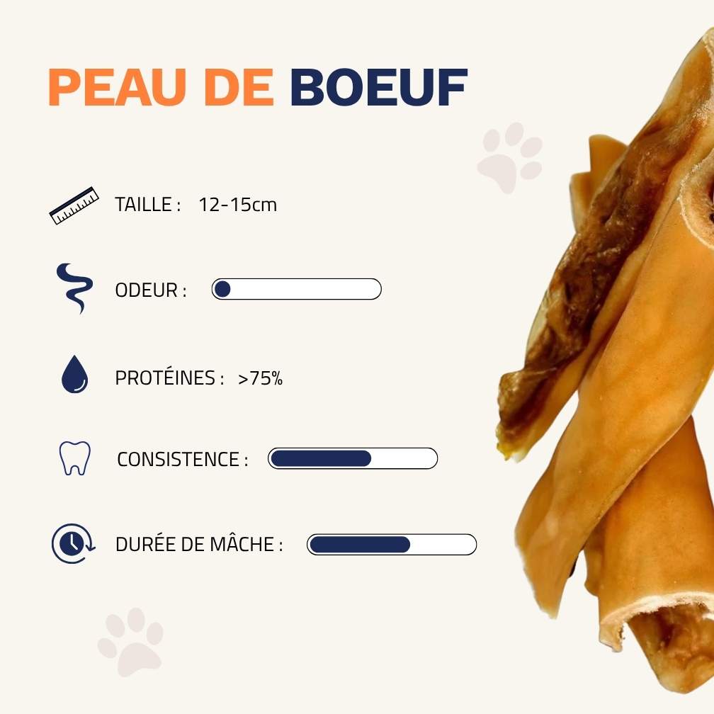 Peau de boeuf pour chien 12-15 cm