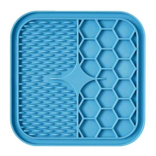 Tapis de léchage pour petits chiens avec ventouses - bleu