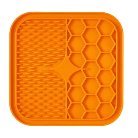 Tapis de léchage pour petits chiens avec ventouses - orange