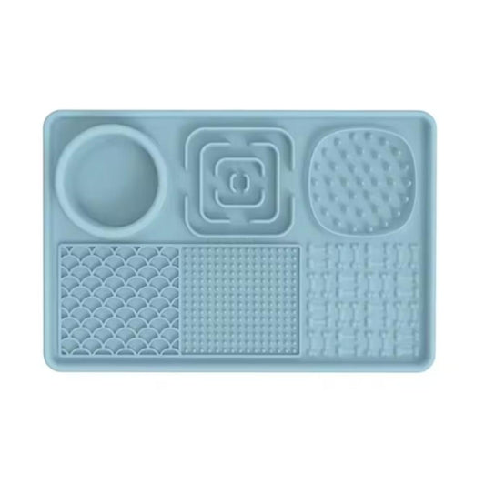 Tapis de léchage avec ventouses - multiusages bleu