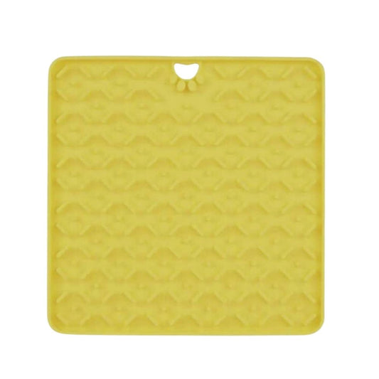Tapis de léchage avec ventouses - jaune